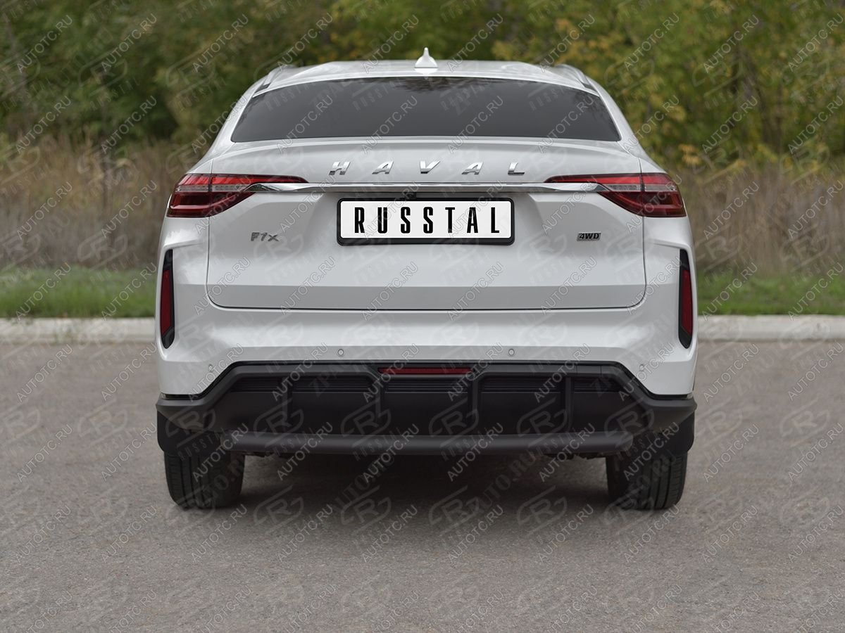7 649 р. Защита заднего бампера d63 SLITKOFF  Haval F7x (2022-2024) рестайлинг (нержавейка окрашенная в черный цвет)  с доставкой в г. Кемерово