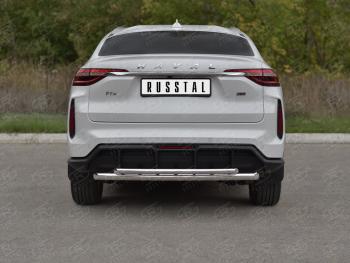 Защита заднего бампера d63*42 SLITKOFF Haval F7x (2022-2024) рестайлинг (нержавейка полированная)