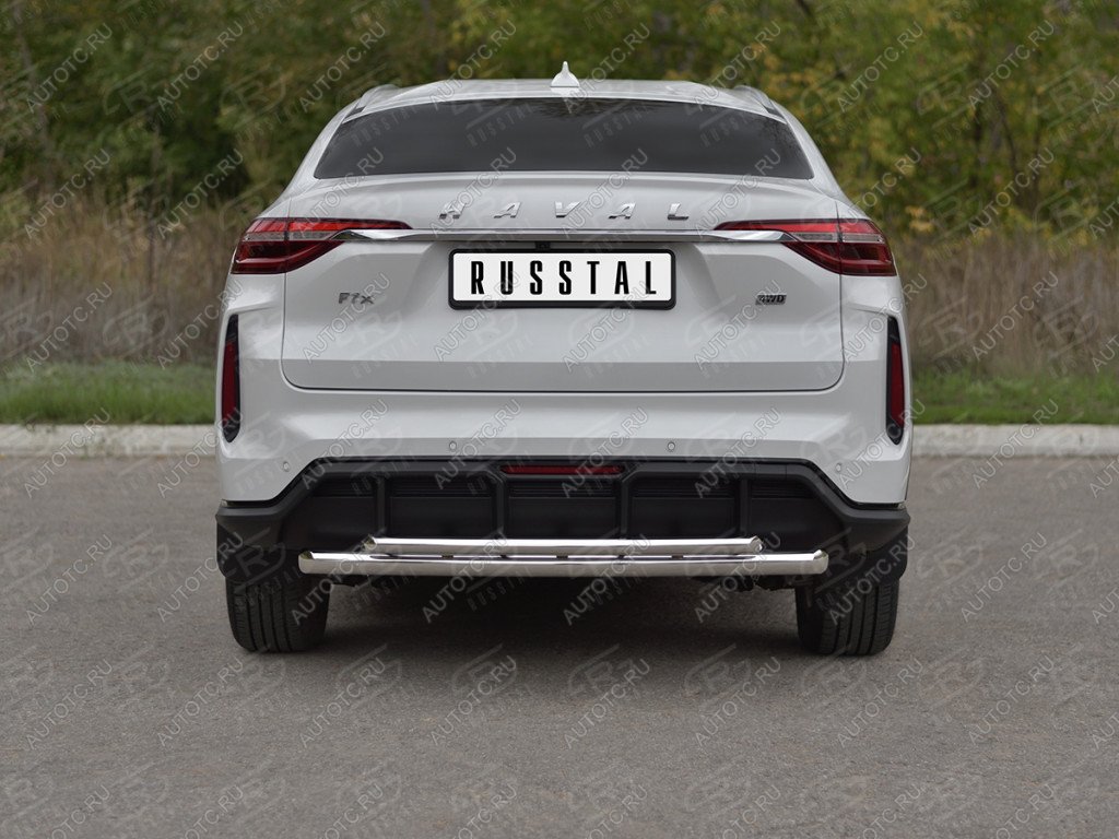 13 999 р. Защита заднего бампера d63*42 SLITKOFF  Haval F7x (2022-2024) рестайлинг (нержавейка полированная)  с доставкой в г. Кемерово