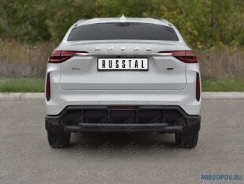 Защита заднего бампера d63*42 SLITKOFF Haval F7x (2022-2024) рестайлинг (нержавейка окрашенная в черный цвет)