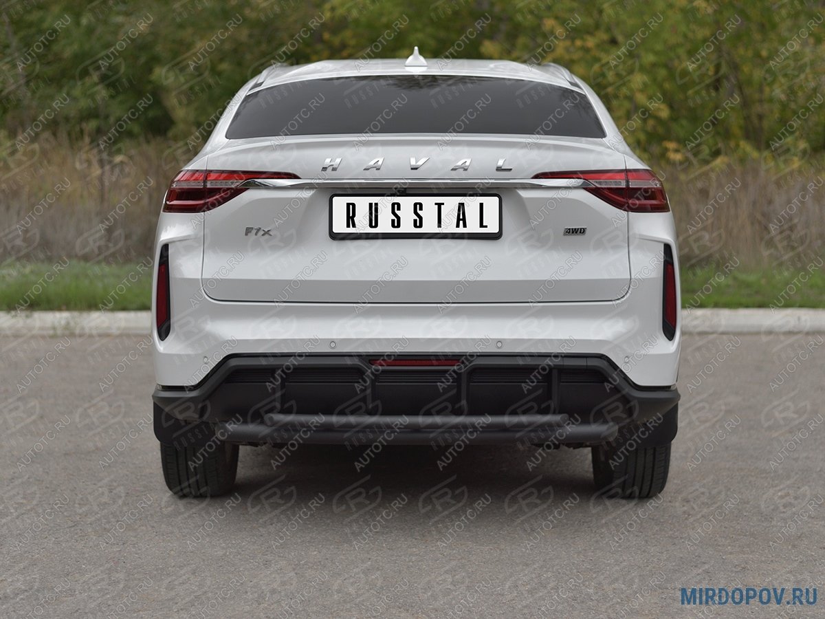 12 349 р. Защита заднего бампера d63*42 SLITKOFF  Haval F7x (2022-2024) рестайлинг (нержавейка окрашенная в черный цвет)  с доставкой в г. Кемерово