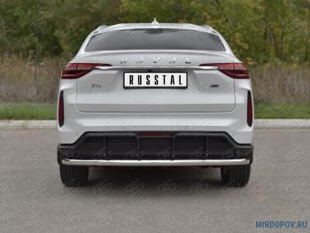 Защита заднего бампера d63 секции SLITKOFF Haval F7x (2022-2024) рестайлинг (нержавейка полированная)