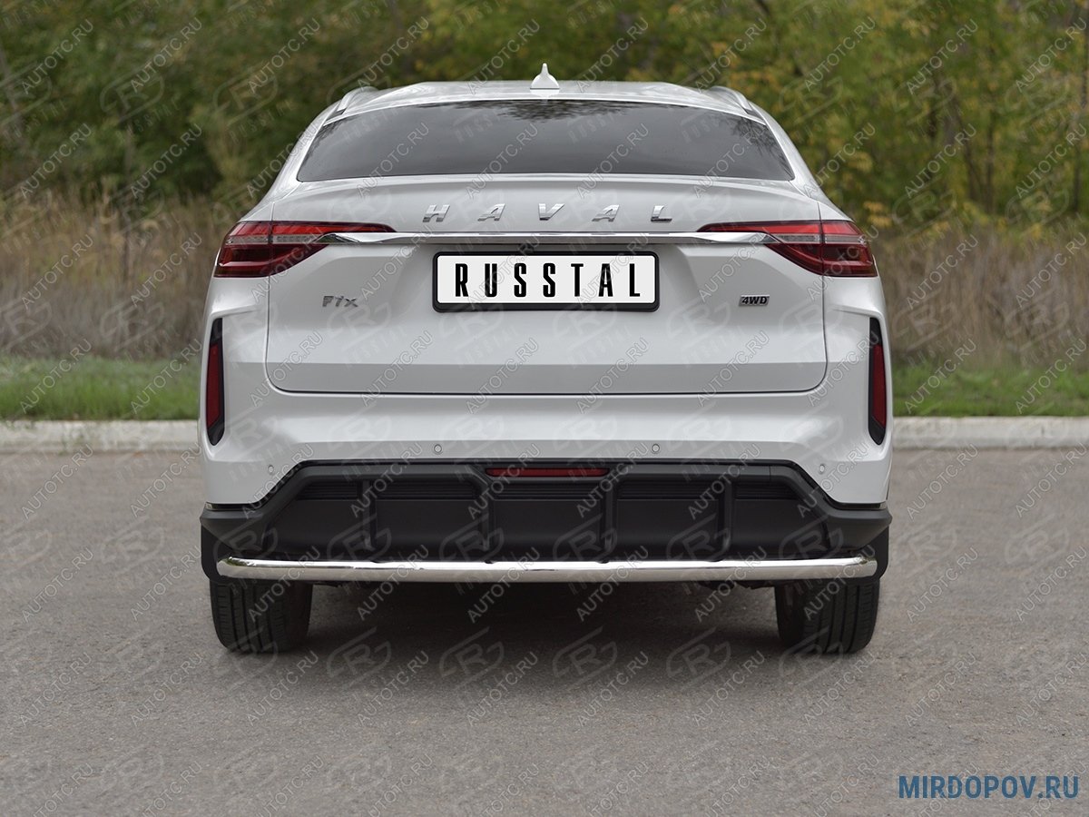 12 849 р. Защита заднего бампера d63 секции SLITKOFF  Haval F7x (2022-2024) рестайлинг (нержавейка полированная)  с доставкой в г. Кемерово