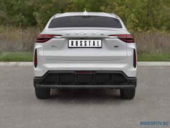 Защита заднего бампера d63 секции SLITKOFF Haval F7x (2022-2024) рестайлинг (нержавейка окрашенная в черный цвет)