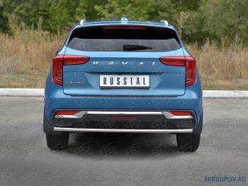 Защита заднего бампера d42 секции SLITKOFF Haval Jolion (2020-2024) дорестайлинг (нержавейка полированная)