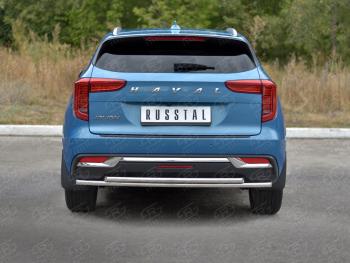 Защита заднего бампера d42*42 дуга SLITKOFF Haval Jolion (2020-2024) дорестайлинг (нержавейка полированная)