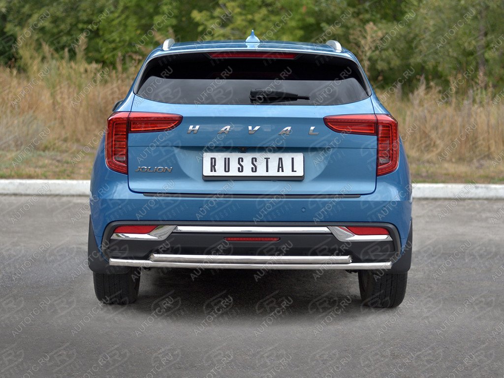 12 849 р. Защита заднего бампера d42*42 дуга SLITKOFF  Haval Jolion (2020-2024) дорестайлинг (нержавейка полированная)  с доставкой в г. Кемерово