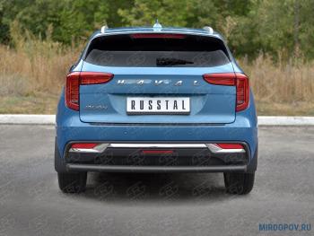 Защита заднего бампера d63 секции SLITKOFF Haval Jolion (2020-2024) дорестайлинг (нержавейка окрашенная в черный цвет)