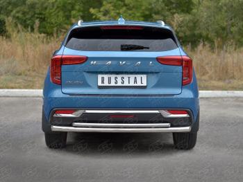 Защита заднего бампера d63*42 дуга SLITKOFF Haval Jolion (2020-2024) дорестайлинг (нержавейка полированная)