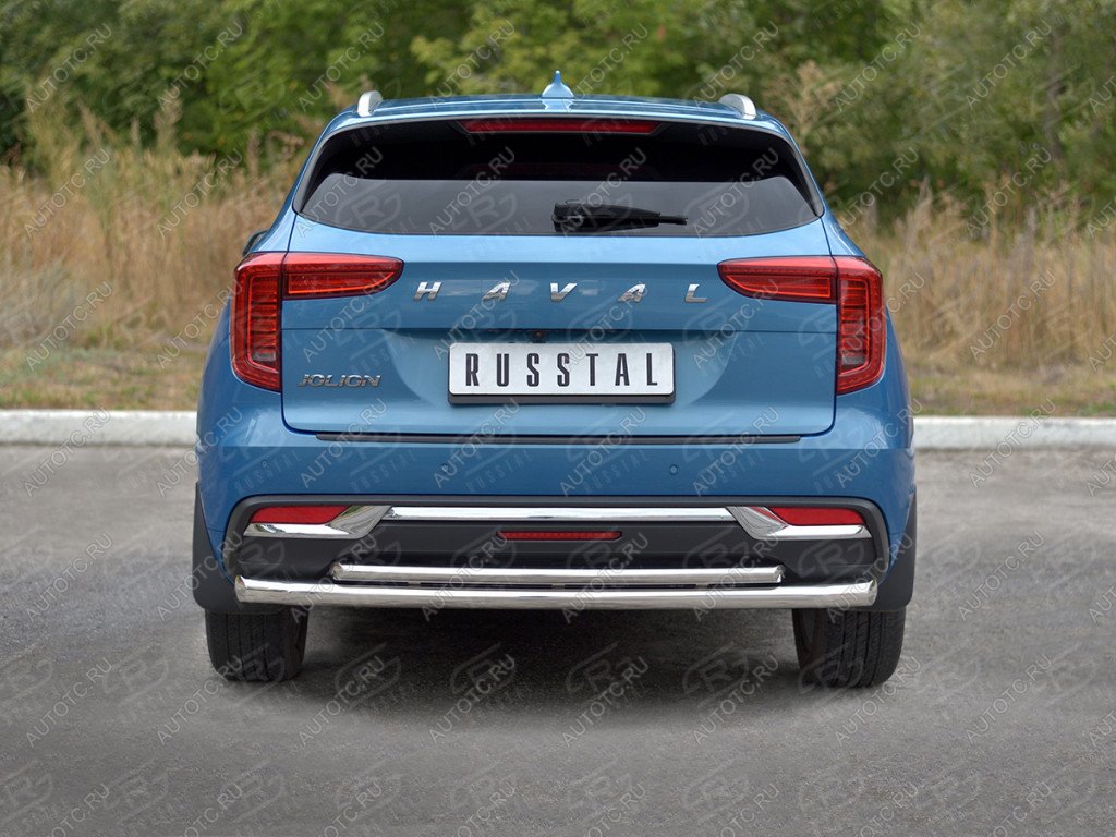 14 999 р. Защита заднего бампера d63*42 дуга SLITKOFF  Haval Jolion (2020-2024) дорестайлинг (нержавейка полированная)  с доставкой в г. Кемерово