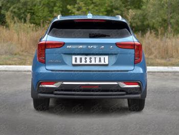 Защита заднего бампера d63*42 дуга SLITKOFF Haval Jolion (2020-2024) дорестайлинг (нержавейка окрашенная в черный цвет)