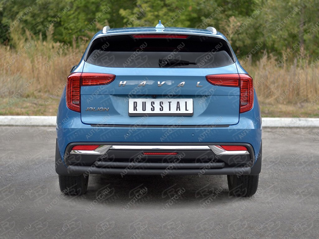 12 949 р. Защита заднего бампера d63*42 дуга SLITKOFF  Haval Jolion (2020-2024) дорестайлинг (нержавейка окрашенная в черный цвет)  с доставкой в г. Кемерово