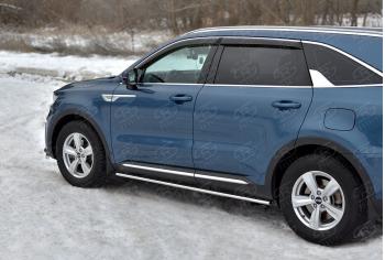 Пороги труба d42 с листом SLITKOFF KIA Sorento  MQ4 (2020-2022)