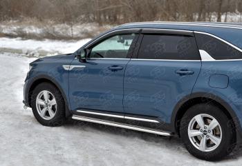 Пороги труба d42 с листом SLITKOFF KIA Sorento  MQ4 (2020-2022)