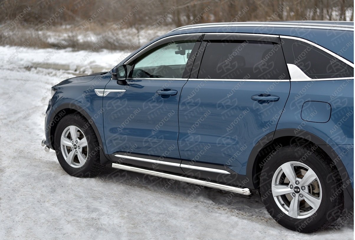 18 549 р. Пороги труба d63 секции SLITKOFF  KIA Sorento  MQ4 (2020-2022) (серые)  с доставкой в г. Кемерово