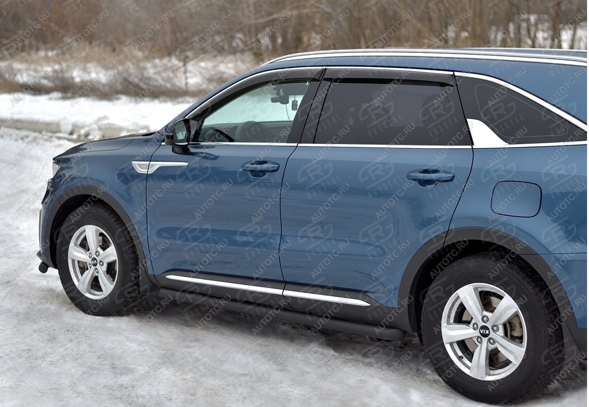 12 949 р. Пороги труба d63 секции SLITKOFF KIA Sorento MQ4 (2020-2022) (черные)  с доставкой в г. Кемерово