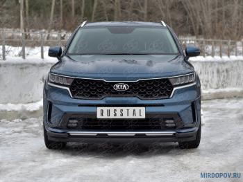 Защита переднего бампера d63 секции-d42 уголки SLITKOFF KIA Sorento MQ4 (2020-2022)