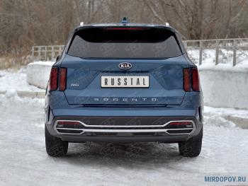 Защита заднего бампера d63 дуга SLITKOFF KIA Sorento  MQ4 (2020-2022) (нержавейка полированная)