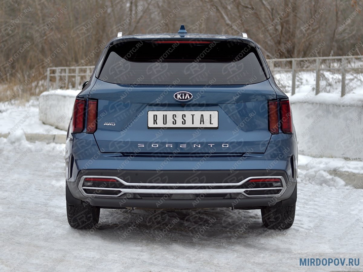 9 399 р. Защита заднего бампера d63 дуга SLITKOFF  KIA Sorento  MQ4 (2020-2022) (нержавейка окрашенная в цвет черный)  с доставкой в г. Кемерово