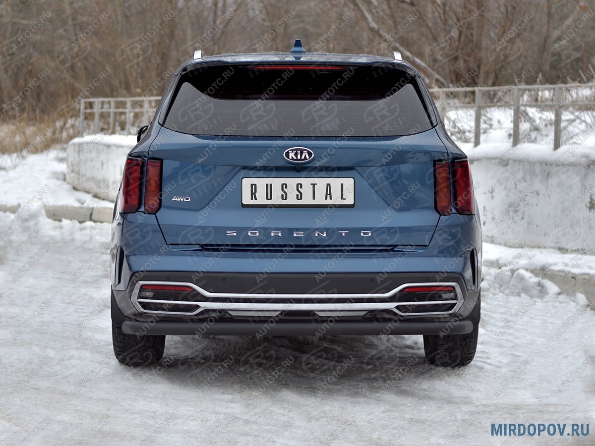 9 999 р. Защита заднего бампера d63 секции SLITKOFF  KIA Sorento  MQ4 (2020-2022) (нержавейка окрашенная в черный цвет)  с доставкой в г. Кемерово