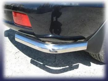 Защита заднего бампера уголки d57 Slitkoff Hyundai Tucson  JM (2004-2010) (Сталь с полимерным покрытием в цвет серебристый)