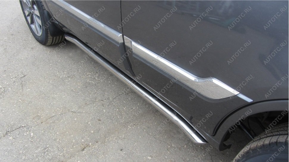 13 549 р. Защита порогов d57 с гибами Slitkoff INFINITI FX35 S51 дорестайлинг (2008-2011) (сталь с полимерным покрытием, цвет серебро)  с доставкой в г. Кемерово