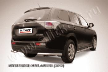 6 349 р. Защита заднего бампера уголки d57 Slitkoff Mitsubishi Outlander GF дорестайлинг (2012-2014) (Сталь с полимерным покрытием в цвет серебристый)  с доставкой в г. Кемерово. Увеличить фотографию 1