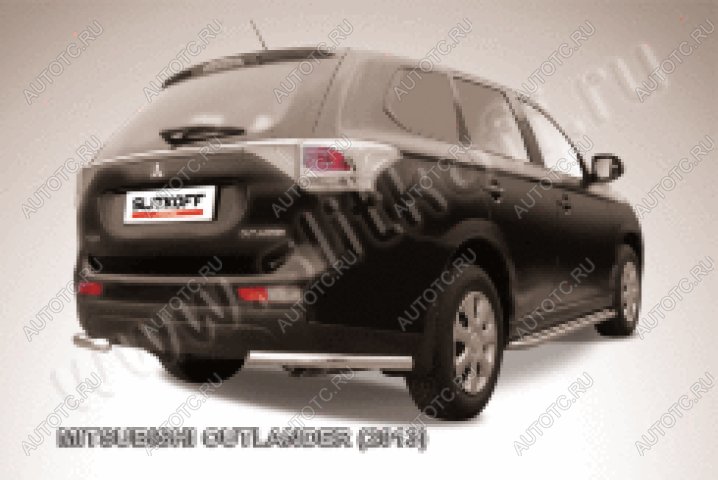 6 349 р. Защита заднего бампера уголки d57 Slitkoff  Mitsubishi Outlander  GF (2012-2014) дорестайлинг (Сталь с полимерным покрытием в цвет серебристый)  с доставкой в г. Кемерово