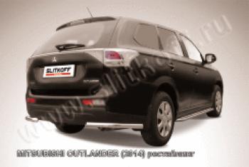 Защита заднего бампера уголки d57 Slitkoff Mitsubishi Outlander  GF (2014-2016) 1-ый рестайлинг (Сталь с полимерным покрытием в цвет серебристый)