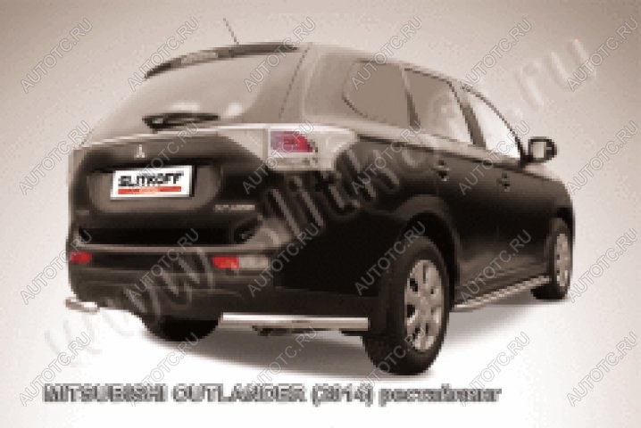 6 349 р. Защита заднего бампера уголки d57 Slitkoff  Mitsubishi Outlander  GF (2014-2016) 1-ый рестайлинг (Сталь с полимерным покрытием в цвет серебристый)  с доставкой в г. Кемерово