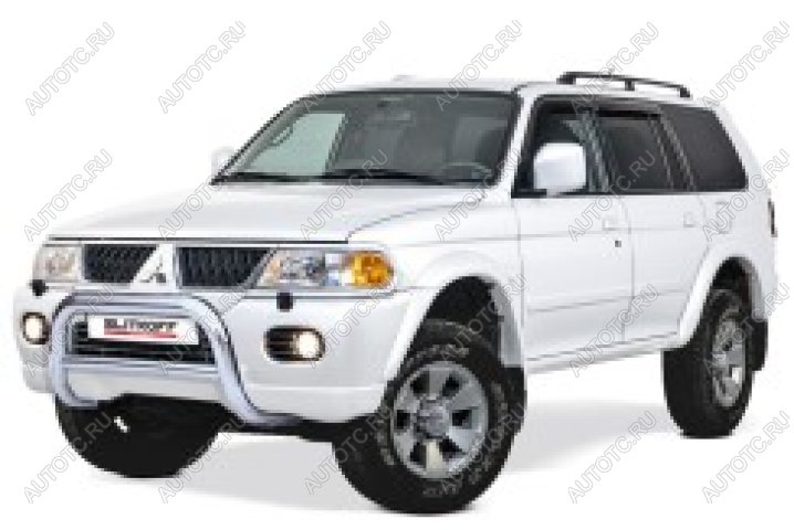 23 599 р. Защита переднего бампера кенгурятник d76 низкий Slitkoff  Mitsubishi Pajero Sport  PA (2004-2008) рестайлинг (Сталь с полимерным покрытием в цвет серебристый)  с доставкой в г. Кемерово