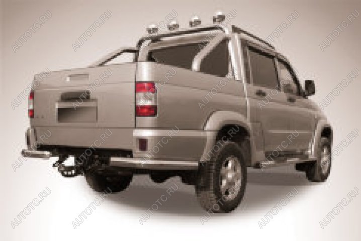 6 349 р. Защита заднего бампера уголки d76 Slitkoff Уаз Патриот 23632 2-ой рестайлинг пикап (2016-2025) (Сталь с полимерным покрытием в цвет серебристый)  с доставкой в г. Кемерово