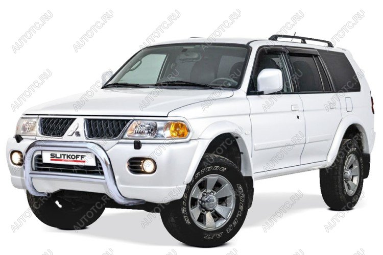 33 699 р. Защита переднего бампера кенгурятник d76 низкий Slitkoff  Mitsubishi Pajero Sport  PA (2004-2008) рестайлинг (нержавейка полированная)  с доставкой в г. Кемерово