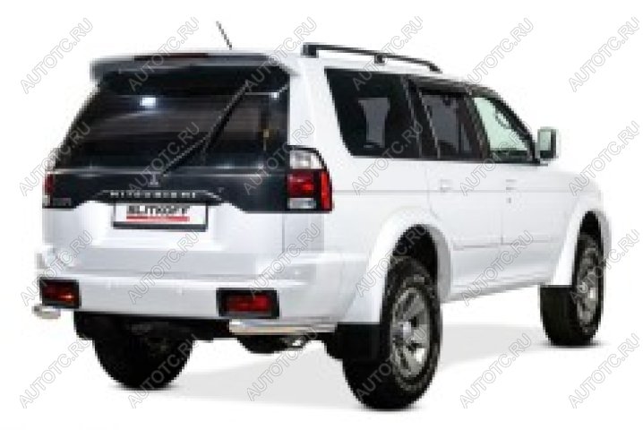 7 349 р. Защита заднего бампера уголки d57 Slitkoff  Mitsubishi Pajero Sport  PA (2004-2008) рестайлинг (нержавейка полированная)  с доставкой в г. Кемерово