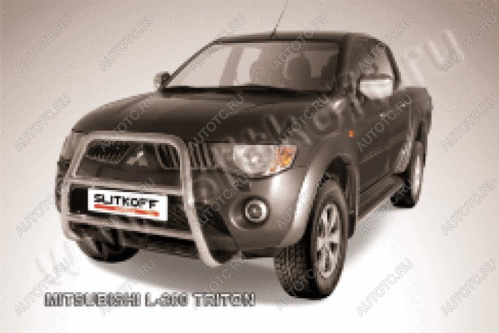25 999 р.  Защита переднего бампера кенгурятник d57 высокий (Triton) Slitkoff  Mitsubishi L200  4 (2006-2014)  дорестайлинг (нержавейка полированная)  с доставкой в г. Кемерово
