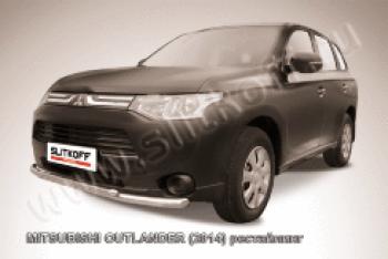 13 899 р. Защита переднего бампера d57+d42 двойная Slitkoff  Mitsubishi Outlander  GF (2014-2016) 1-ый рестайлинг (нержавейка полированная)  с доставкой в г. Кемерово. Увеличить фотографию 1