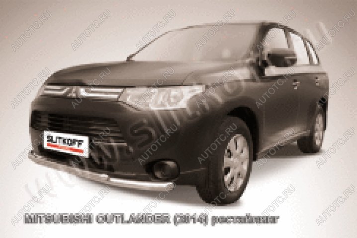 13 899 р. Защита переднего бампера d57+d42 двойная Slitkoff  Mitsubishi Outlander  GF (2014-2016) 1-ый рестайлинг (нержавейка полированная)  с доставкой в г. Кемерово