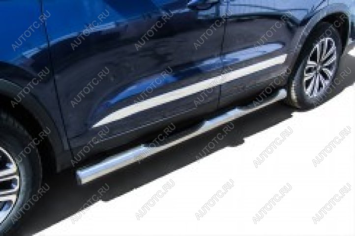 17 699 р. Защита порогов d76 с проступями Slitkoff Mitsubishi Outlander GF 2-ой рестайлинг (2015-2018) (нержавейка полированная)  с доставкой в г. Кемерово