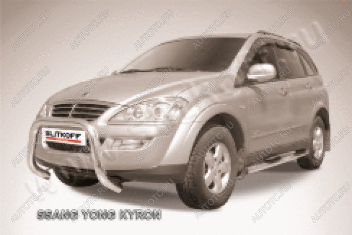 26 999 р. Защита переднего бампера кенгурятник низкий мини d76 Slitkoff SSANGYONG Kyron рестайлинг (2007-2016) (нержавейка полированная)  с доставкой в г. Кемерово