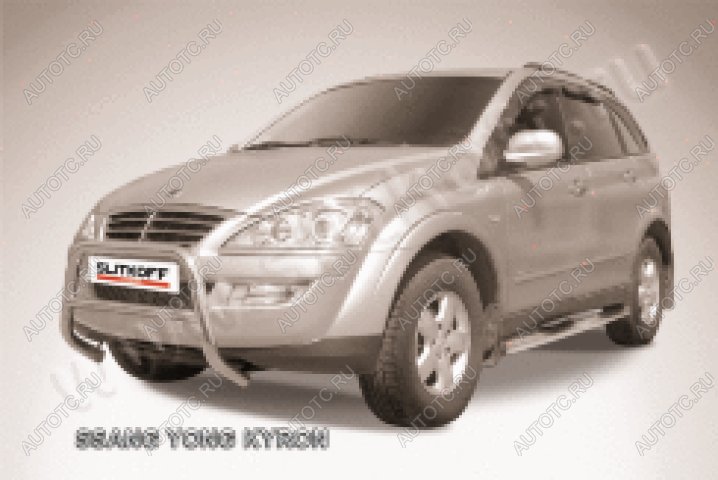 24 449 р. Защита переднего бампера кенгурятник низкий d57 Slitkoff SSANGYONG Kyron рестайлинг (2007-2016) (нержавейка полированная)  с доставкой в г. Кемерово