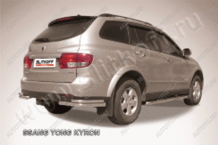 9 999 р. Защита заднего бампера уголки d57+d42 двойные Slitkoff  SSANGYONG Kyron (2007-2016) рестайлинг (нержавейка полированная)  с доставкой в г. Кемерово