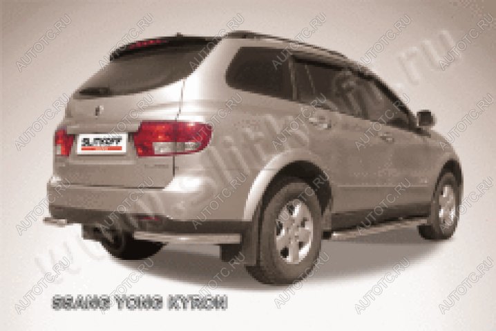 7 699 р. Защита заднего бампера уголки d57 Slitkoff  SSANGYONG Kyron (2007-2016) рестайлинг (нержавейка полированная)  с доставкой в г. Кемерово