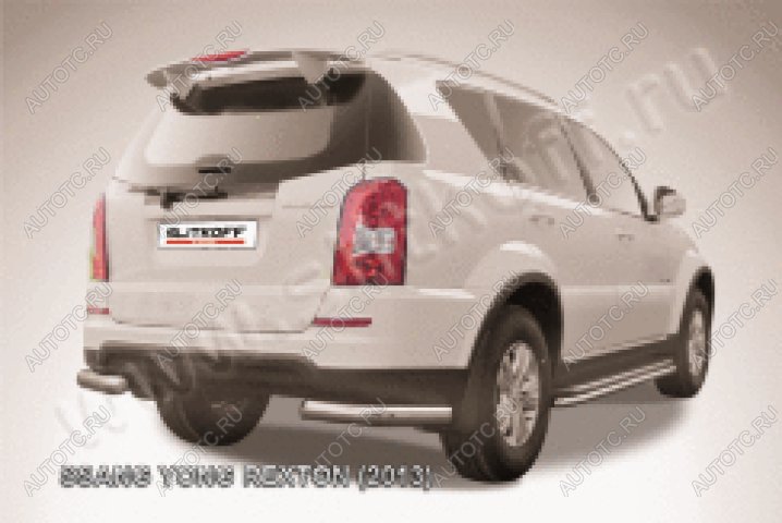 10 449 р. Защита заднего бампера уголки d76 Slitkoff SSANGYONG Rexton Y290 (2012-2017) (нержавейка полированная)  с доставкой в г. Кемерово