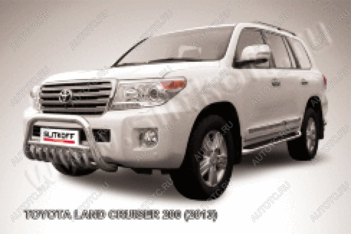 46 999 р. Защита переднего бампера кенгурятник d76 низкий с ЗК Slitkoff  Toyota Land Cruiser  200 (2012-2015) 1-ый рестайлинг (нержавейка полированная)  с доставкой в г. Кемерово