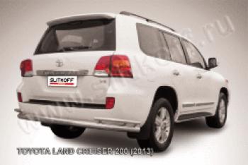 Защита заднего бампера d76+d42 двойная Slitkoff Toyota Land Cruiser  200 (2012-2015) 1-ый рестайлинг (нержавейка полированная)