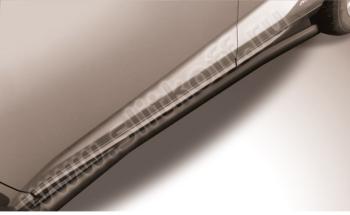 Защита порогов d76 с гибами Slitkoff Chery Tiggo 3 (2014-2020) (сталь с полимерным покрытием, цвет черный)