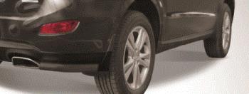 Защита заднего бампера уголки d57 Slitkoff Hyundai Tucson  JM (2004-2010) ( Сталь с полимерным покрытием в цвет черный)