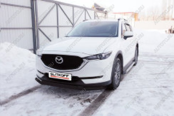 10 699 р. Защита переднего бампера d57+d42 двойная Slitkoff  Mazda CX-5  KF (2016-2025) (  Сталь с полимерным покрытием в цвет черный)  с доставкой в г. Кемерово