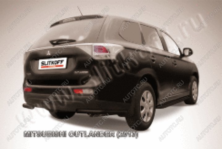 6 349 р. Защита заднего бампера уголки d57 Slitkoff Mitsubishi Outlander GF дорестайлинг (2012-2014) ( Сталь с полимерным покрытием в цвет черный)  с доставкой в г. Кемерово