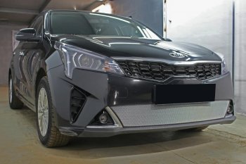 3 299 р. Защитная сетка в бампер (низ, ячейка 3х7 мм) Alfeco Стандарт  KIA Rio  X (2020-2025) рестайлинг (Хром)  с доставкой в г. Кемерово. Увеличить фотографию 4